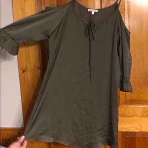Silky Green Cold Shoulder Dress